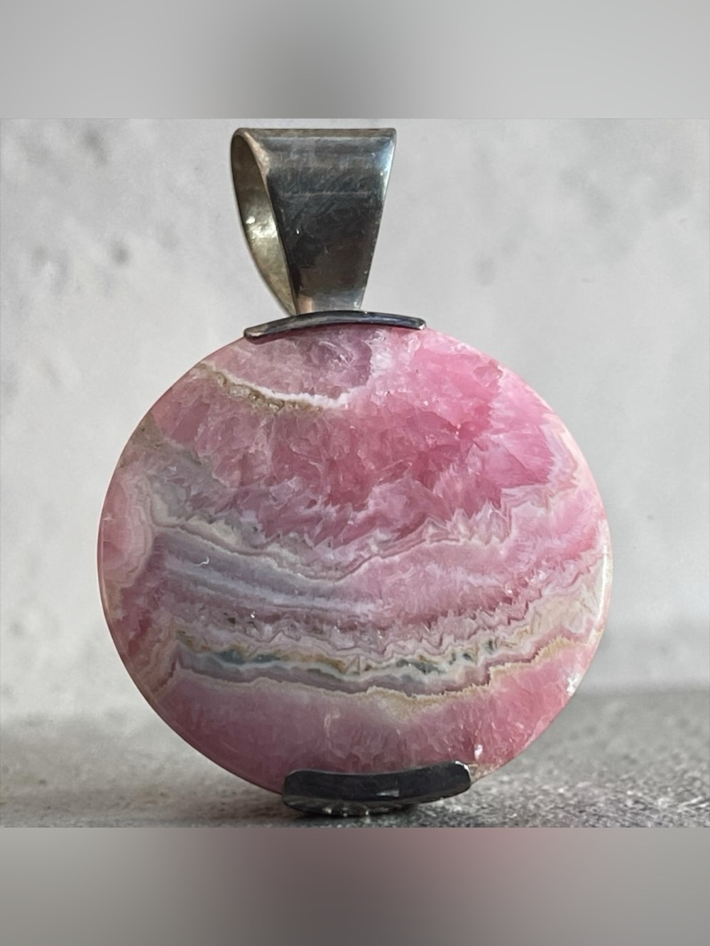 Vintage Jay King DTR Rhodochrosite 925 Sterling Silver Pendant